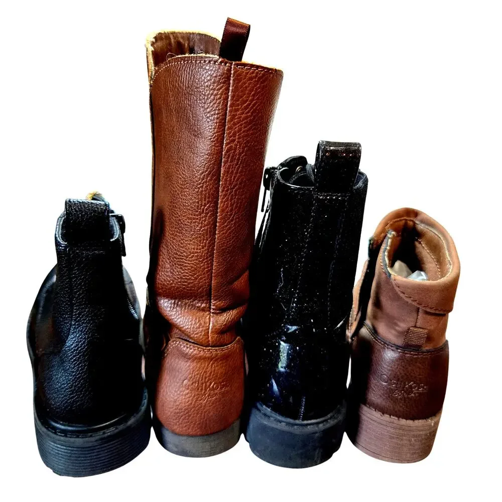 OshKosh + More Gir'l Size 1 1.5 Ankle Combat Boots Shoes Bulk Lot of 4  1 1/2